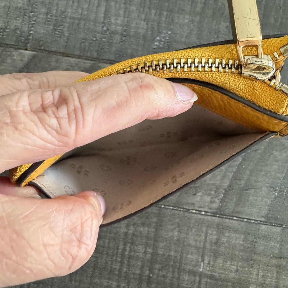 Tory Burch Mustard Leather Zip Wallet - Picture 5 of 11